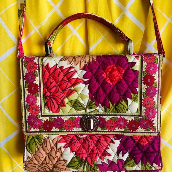 Vera Bradley Julia Hello Dahlia Floral Women’s Quilted Handbag Purse - Picture 10 of 12